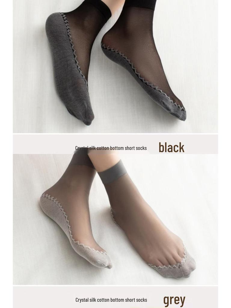 Women's Non-Slip Sheer Silk Socks - Thin, Wear-Resistant, Anti-Snagging Spring/Fall Stockings