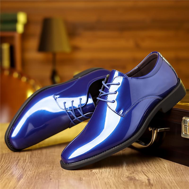 New Fashion Male Pointed Patent Leather Glazed Lace-up Dress Formal Oxford Shoes For Men Homecoming Wedding Party Footwear