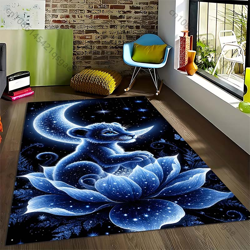 

Fantasy Lion and Moon Printed Carpet for Living Room Bedroom Bedside Bathroom Floor Mat Area Rug Sofa Mat Home Decor for Gifts 40cm x 60cm