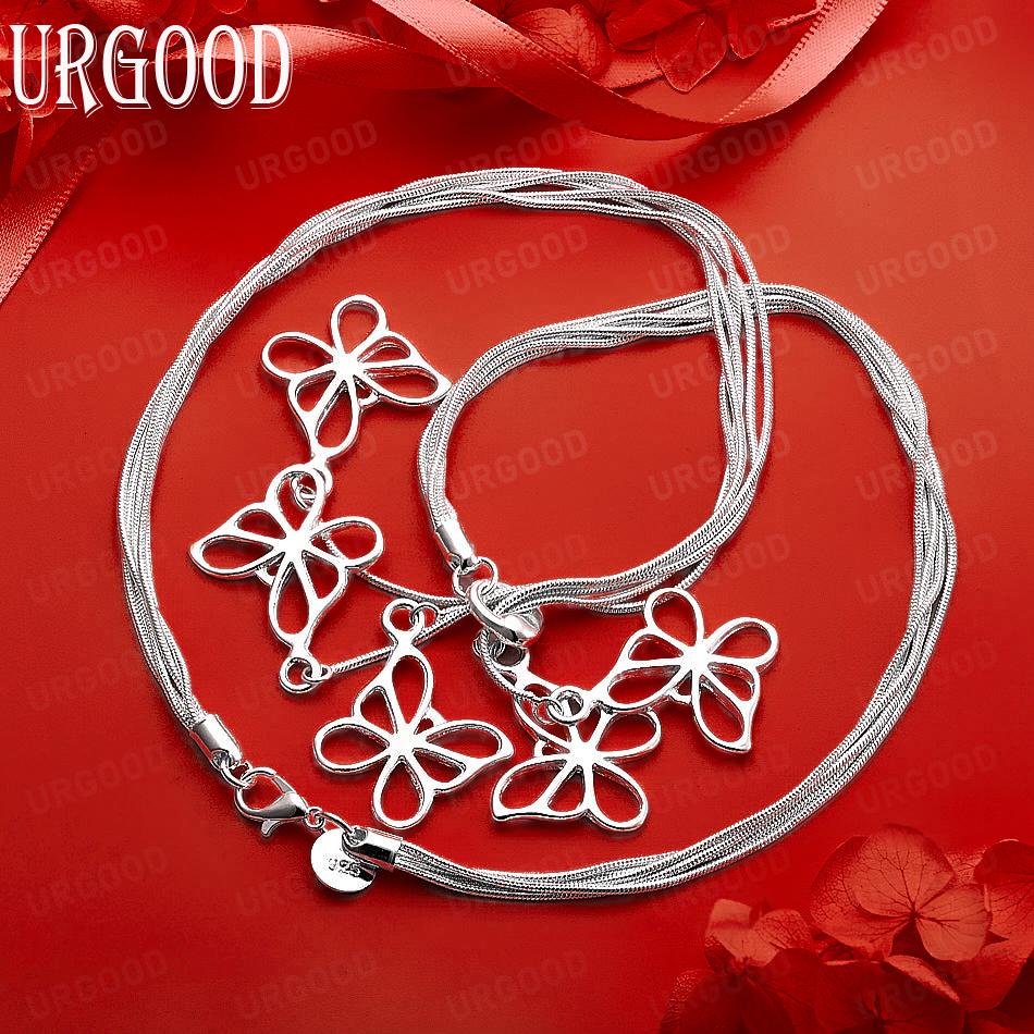 925 Sterling Silver Exquisite Tassel Butterfly Necklace Banquet Gift Jewelry 45cm 2.10*1.80cm