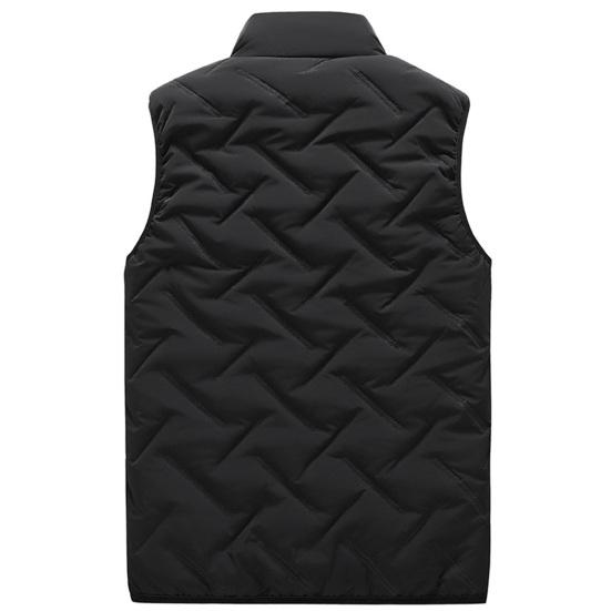 Herren Weste Mantel Stehkragen Ärmellos Reißverschluss Winterweste Oberbekleidung mit Taschen Einfarbig Verdickte Polsterung Baumwollmantel