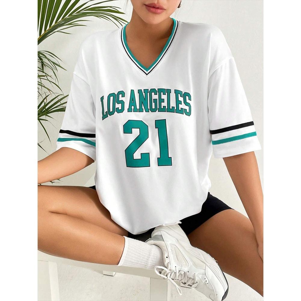 Los Angeles Nummer 21 Fotball T-skjorte For MennKvinner Sommer Oversize Strand Surf T-skjorte Harajuku Trend Kortermet Streetwear Topper