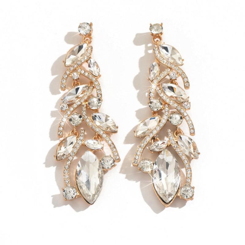 Elegante Statement-Ohrringe mit vollem Strassbesatz für Damen, Legierung, Geometrisch, Hängend, Hochzeitsfeier Schmuck