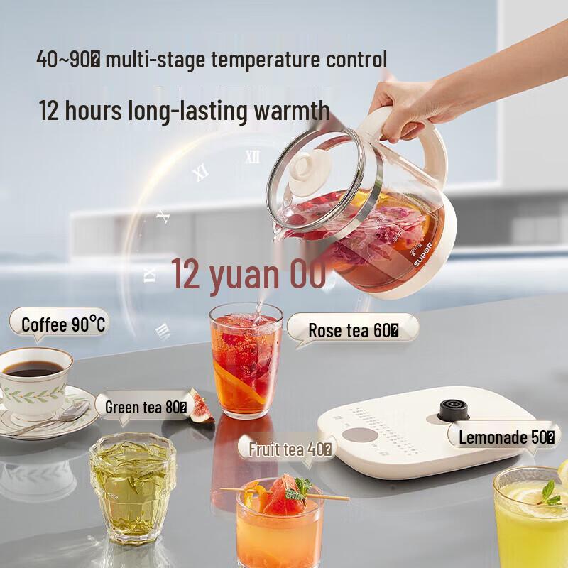 SUPOR 1.5L Inteligentny Szklany Czajnik Wellness