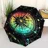 1pc Automatic Opening Folding Umbrella - Compass Rose Design with Neon Colors (Pink, Green, Blue, Yellow, Black) - Portable Tr
