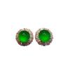 New Inlaid Natural Hetian Full Green Chalcedony Round Flower Large Earrings Luxury Exaggerated Retro  Jewelry