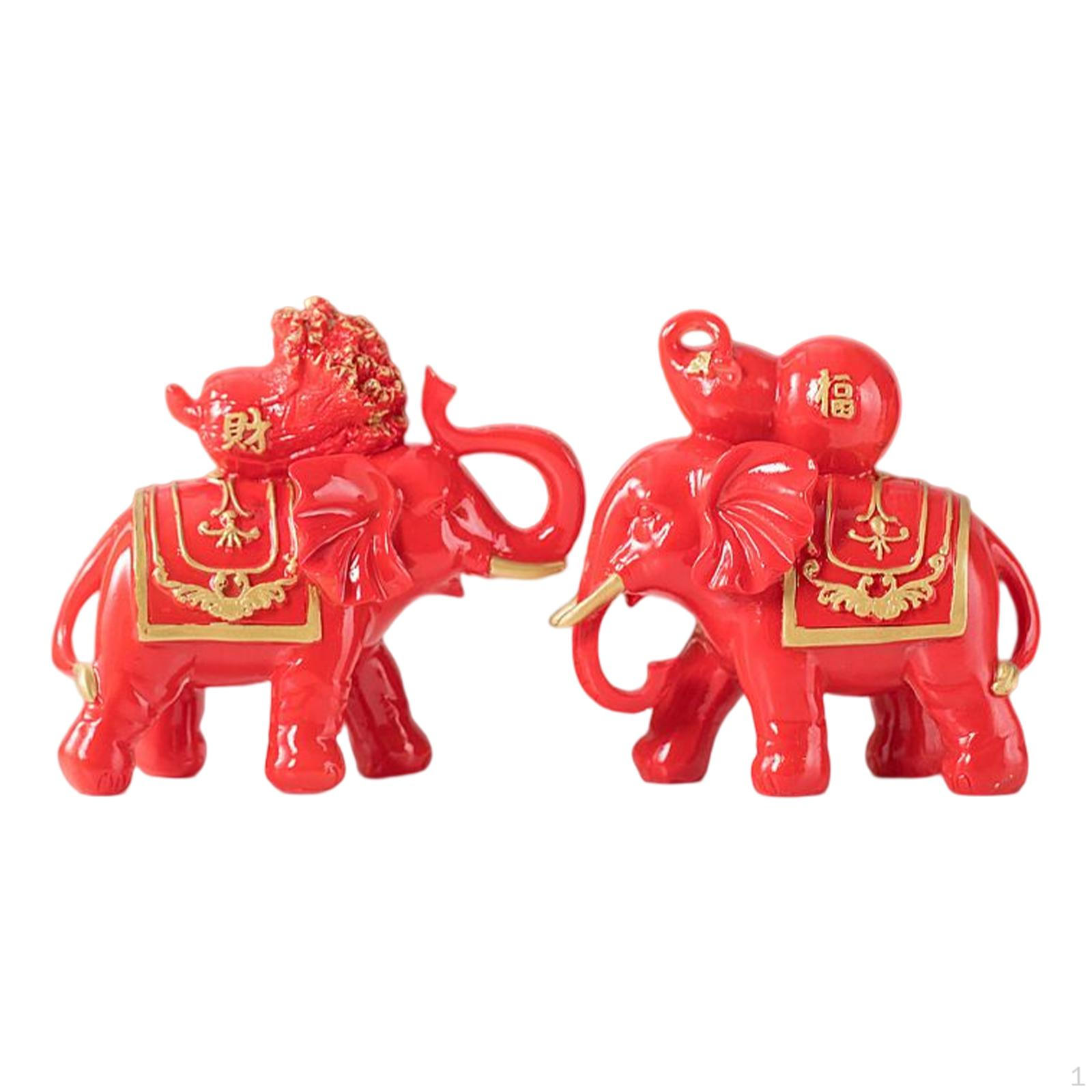 

2 Pieces Elephant Statue/ Home Decoration Standing Creative Resin Modern Gifts Figurine/ for Bedroom