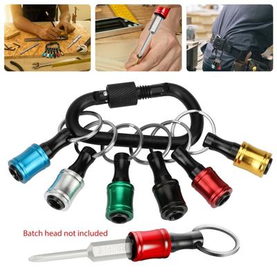 6 Pcs Metal 1/4" Hex Shank Quick Release Keychain  Screwdriver  Drill  Bit  Holder  Set Cup-shaped