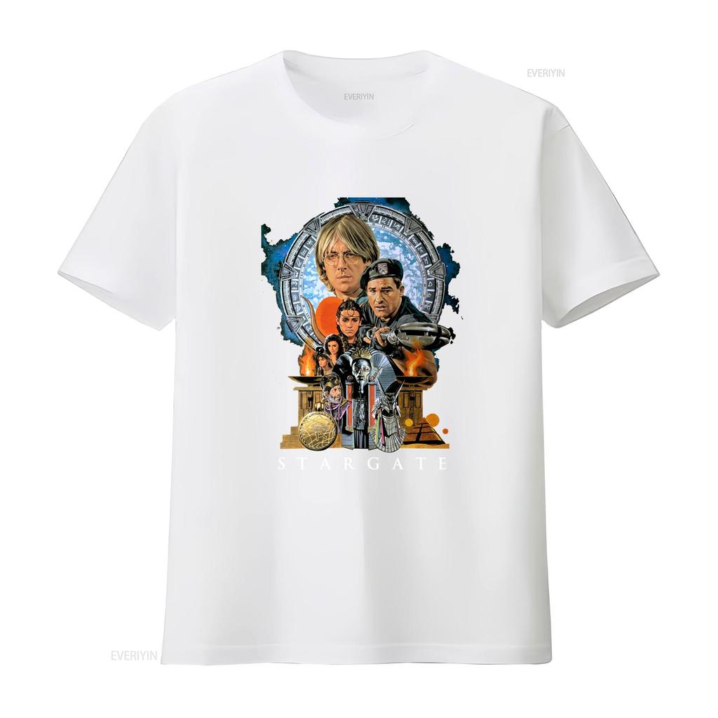 Stargate Sci Fi Movie Black T Shirt with Iconic Characters Design Size S 5XL Vintage Washed Fashion Top For Everyday Wear