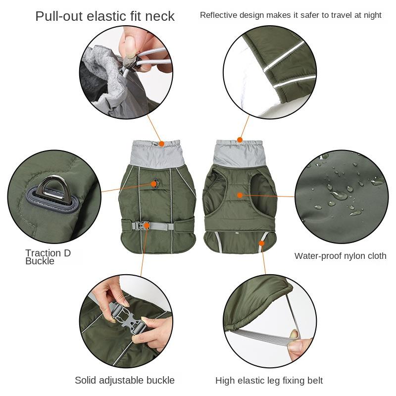 New Winter Pet Dogs Keep Warm Cotton-padded Jacket Dogs Waterproof Padded Clothes Outdoor Waterproof Clothes for Pets and Dogs.