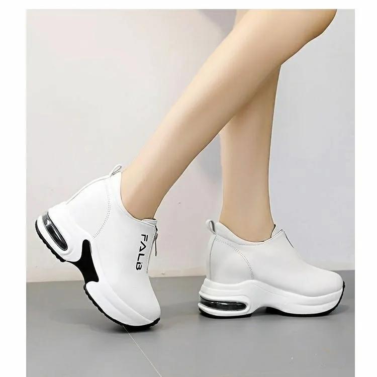 Podzimní a zimní dámské tenisky s platformou, klínkové tenisky, dámská obuv, ležérní dámská obuv, bílá obuv zvyšující výšku