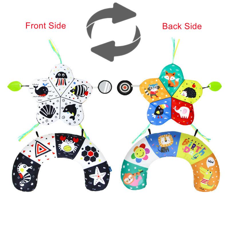 Jouets Jouets Coussin pour le Ventre Noir et Blanc Haut Contraste Bébé Montessori Miroir d'Apprentissage pour Nourrisson Nouveau-né 0 6 12 Mois