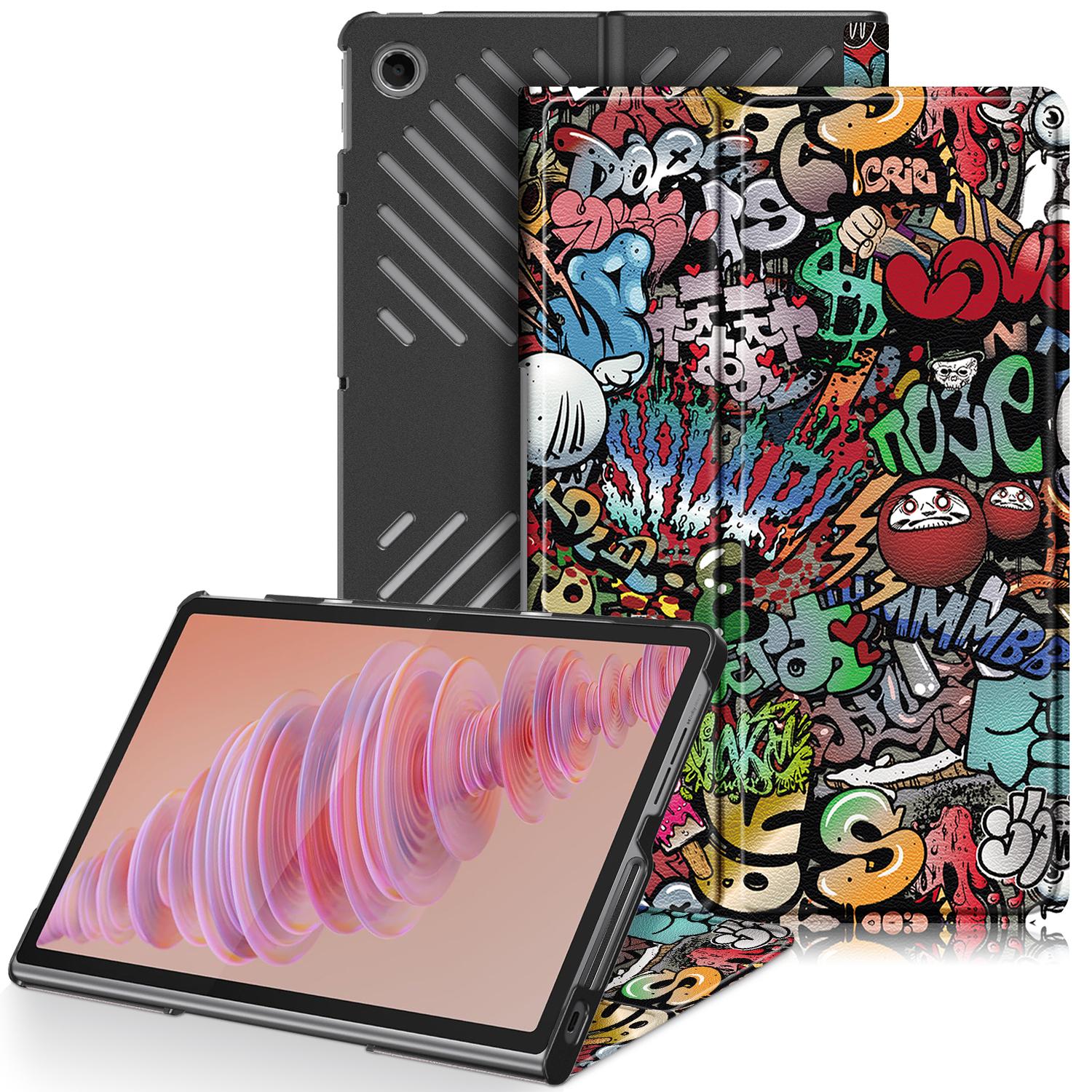 

For Lenovo Tab Plus 11.5-inch TB351FU Case Pattern Tablet Leather Cover Hollow Heat Dissipation Graffiti