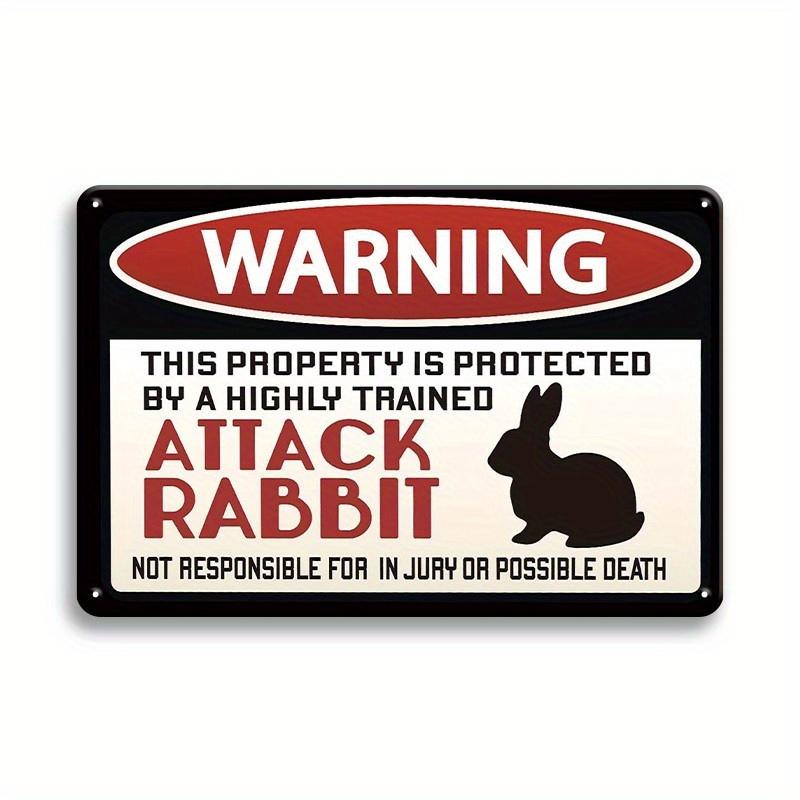 1pc Metal Tin Sign, Rabbit Warning Sign, Funny Pet Gift, Home Wall Decor Poster, Warning This Property Protected By Rabbit 20x30cm（7.8x11.8inch）