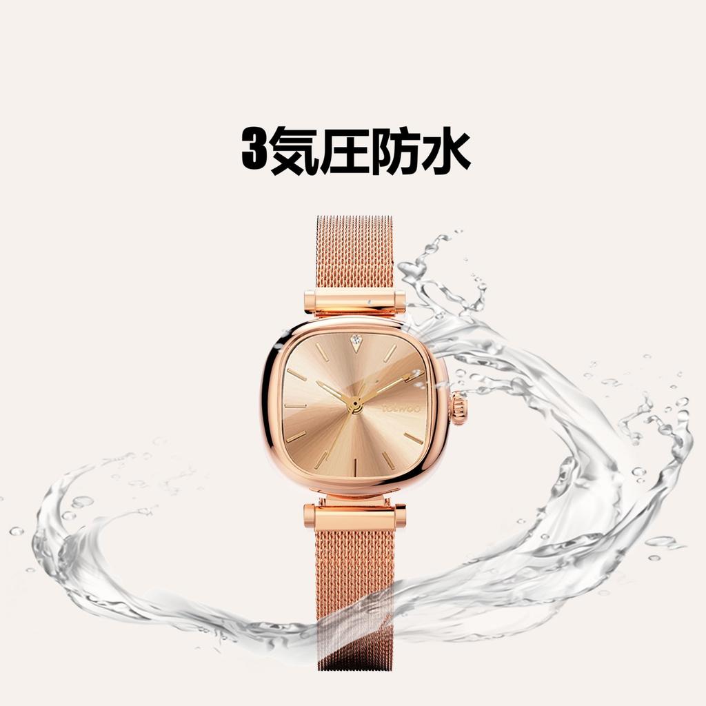 TOTWOO Diamond Stainless Elegant Perfect Gift for Women Gold x Ladies' Watch, Steel, Design, (Rose Green)