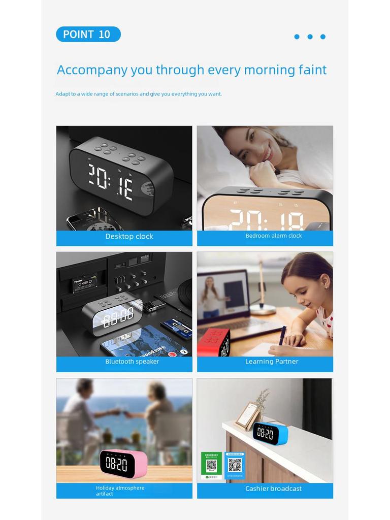 Bluetooth Wireless LED Alarm Clock Speaker with Mirror and Gift Card