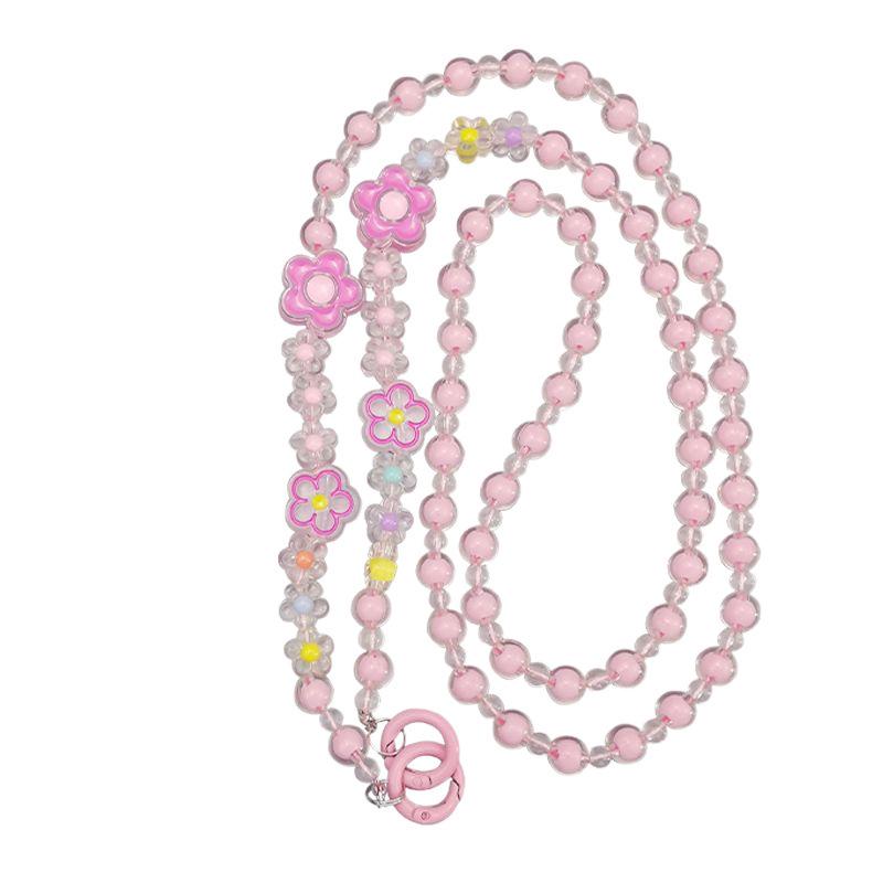 Creative Simple Colorful Love Transparent Beads Mobile Phone Case Cross-Chain
