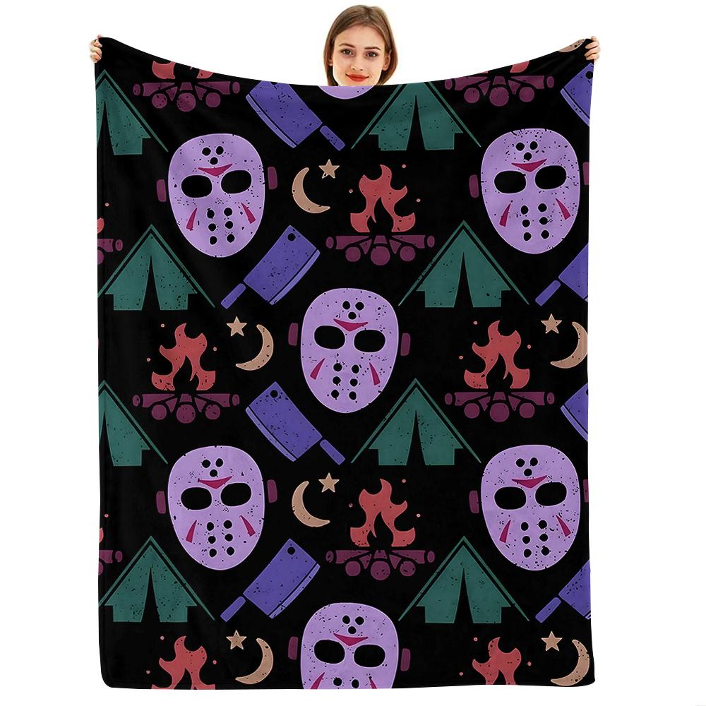 Burgundy White Polka Dot Cartoon Anime Print Flannel Blanket Soft Warm Throw for Kids Bedroom Sofa Christmas Office Car