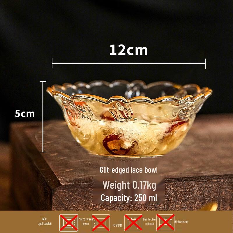 Japanese Style Gold-Rimmed Glass Bowl