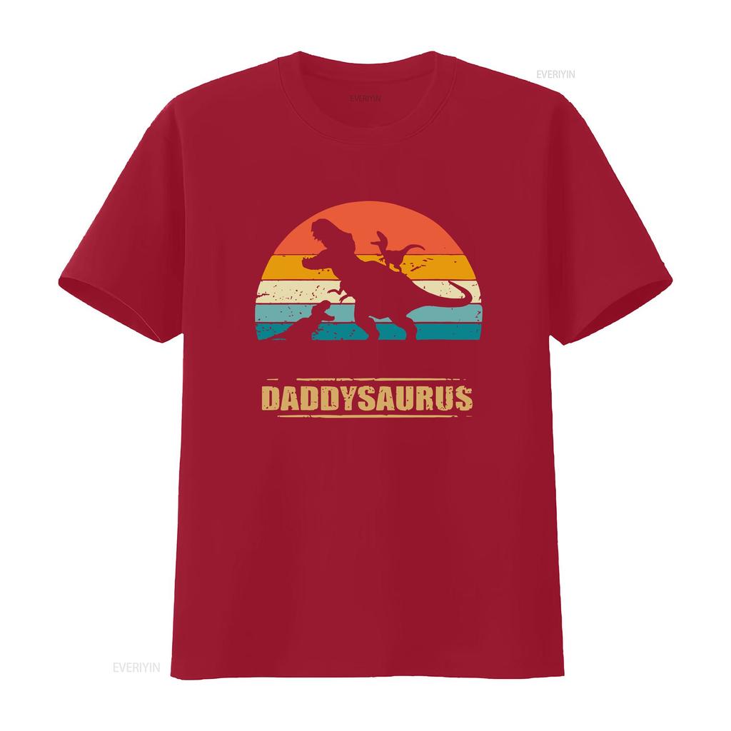 Daddy Saurus T Shirt Fathers Day Dinasaur Dad For Top vintage Washed streetwear Stretched Breathable Casual fashion Slightly