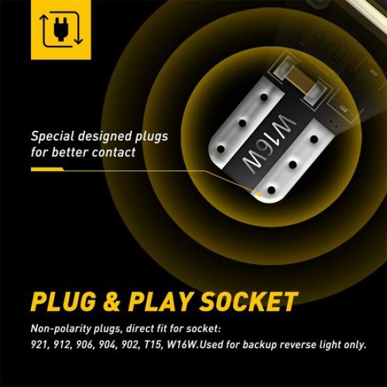 2/4X T15 Canbus Error Free LED W16W Auto Car Reverse Back White Light Bulbs 6000