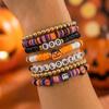 Halloween Spider Bat Multi-layer Stacked Bracelets Set for Women Pumpkin Boo Rice Beaded Bracelets Party Festival Jewelry Gifts