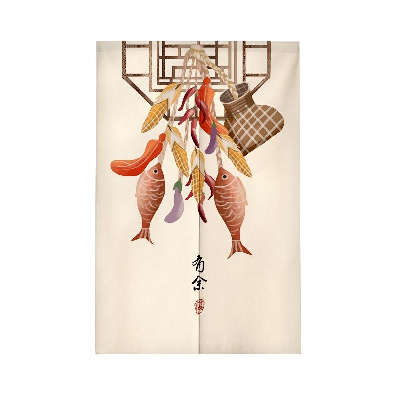 Chinese Style Koi Partition Door Curtain Home Entrance Doorway Living Room Decor Half-Curtain Kitchen Partition Bedroom Noren
