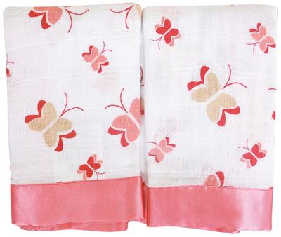 Aden Anais Japanese Muslin Cotton Set Princess Posie Butterflies + (Authentic Product) (gauze Handkerchief/satin Edging) 2-piece - Issie-7500