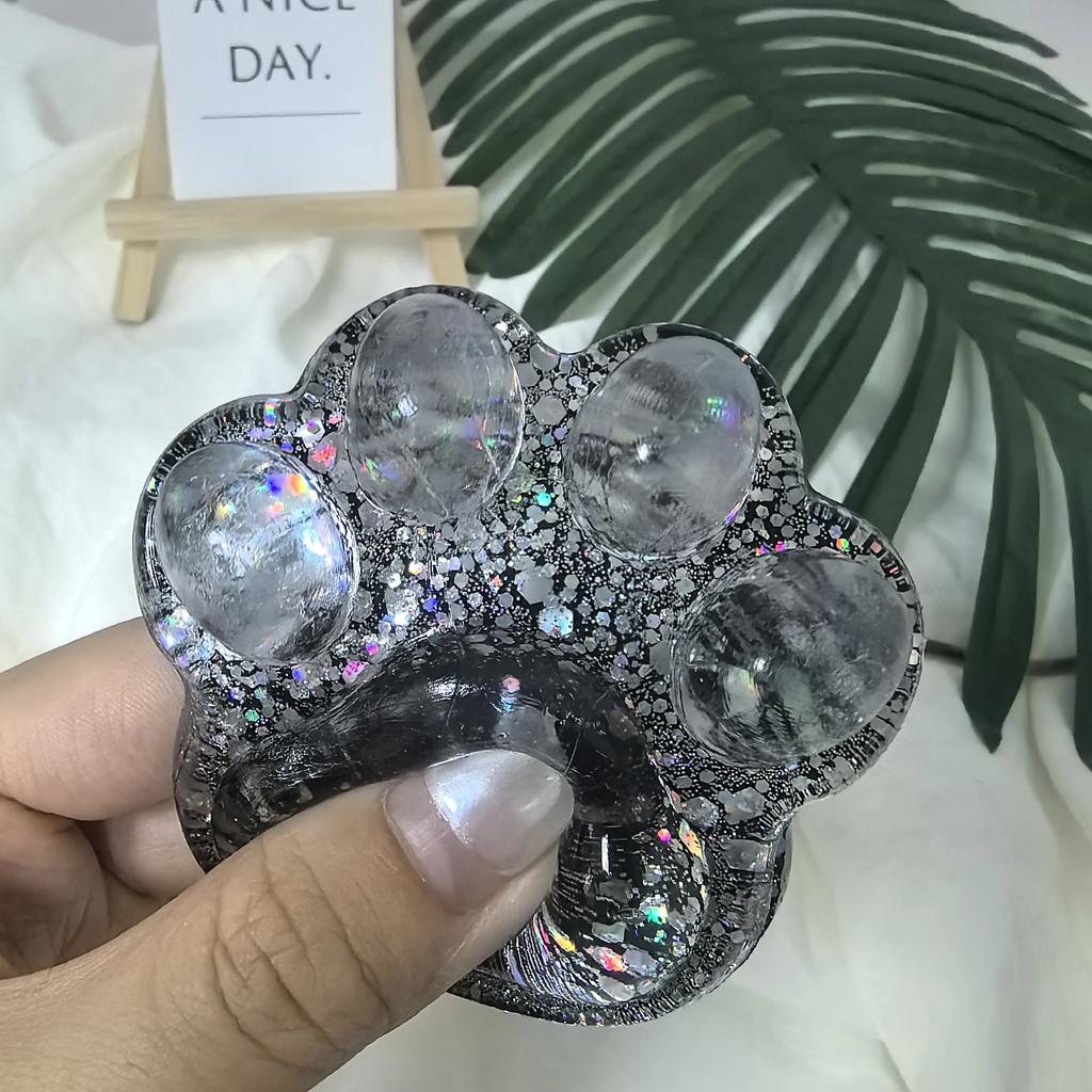 Non-Toxic Cute Sequin Cat Claw Squishy Fidget Toy Slow Rebound Stress Relief Toy Pinch Decompression Cat Paw Soft Squeeze Toy Gift