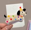 Acrylic Cartoon Dog Hair Clip with Polka Dot Pattern and Party Hat Design Durable Lightweight Hair Accessory for Everyday Use