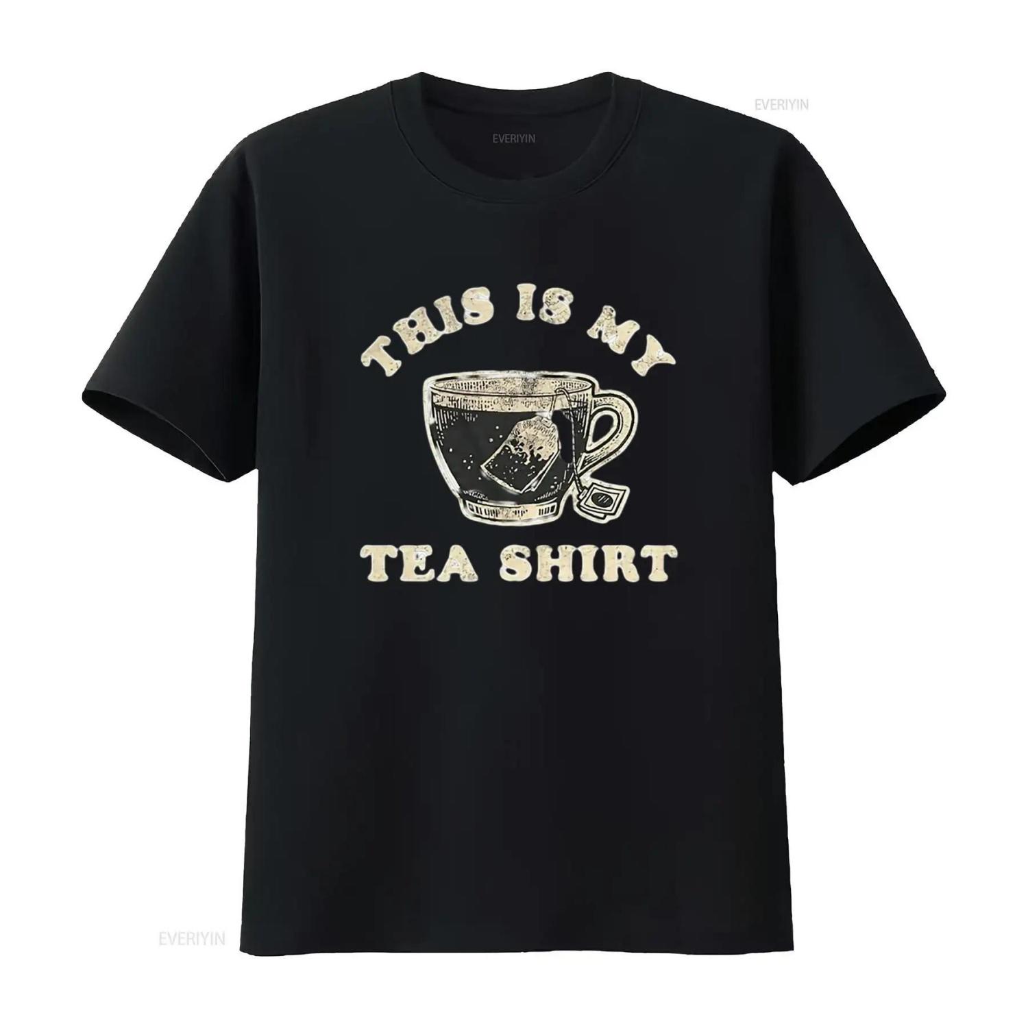

Mens This Is My Tea T Shirt Funny Cup of Sarcastic Wordplay Novelty White Vintage Washed Slightly Homme Designer Clothes S