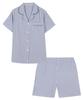 [Pink Zone] Blueberry Stripe Short-Sleeve Collar Two-Piece Pajamas Set [Shipped from Korea] 100% Authentic