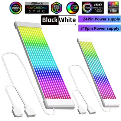 5V 3Pin RGB LED Lichtleiste Bar 8/24PIN Motherboard Stromverlängerungskabel ARGB Sync PC-Kabel für Computer-Netzteil