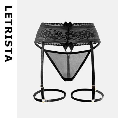 Lace Seduction Sexy Garter Belt Black Silk Mood Leg Ring Adjustable Pantyhose Ultra-thin Garter Set