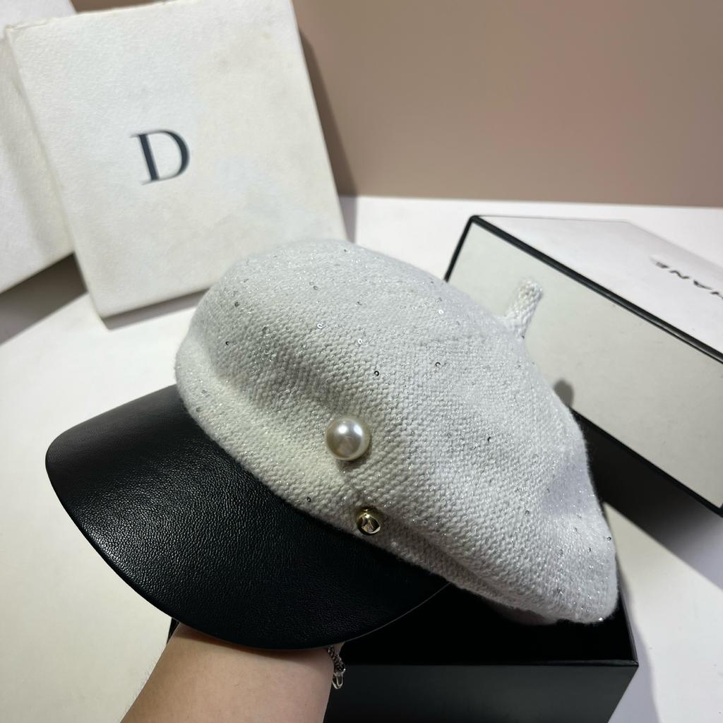 Xiaoxiangfeng Pearl Sequin Navy Hat Celebrity Irregular Styling Beret Female