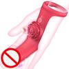 Finger Vibrator Adult Sex Toys for Women G Spot Vibrator Clitoral Stimulator Rose Toy with 9 Powerful Vibration Modes Adjustable Nipple Massager