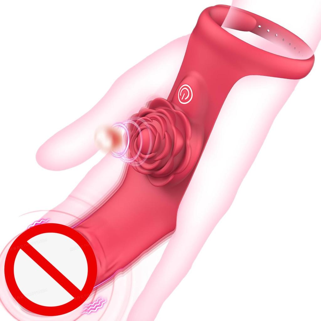 Finger Vibrator Adult Sex Toys for Women G Spot Vibrator Clitoral Stimulator Rose Toy with 9 Powerful Vibration Modes Adjustable Nipple Massager