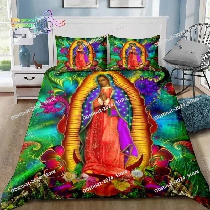 Virgin Mary Godress Blessing Bedding Set Single Twin Full Queen King Size Bed Set Adult Kid Bedroom Print Bedding Gift
