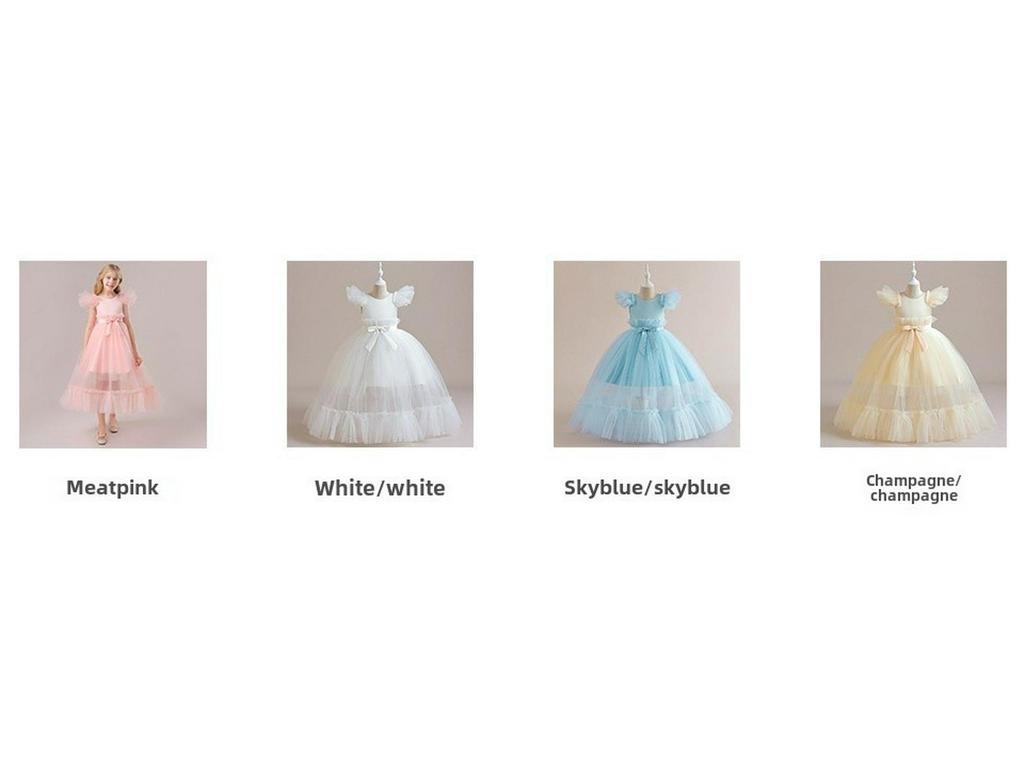 Europejska i amerykańska dziecięca formalna, puszysta, latająca suknia księżniczki na śluby i występy fortepianowe
