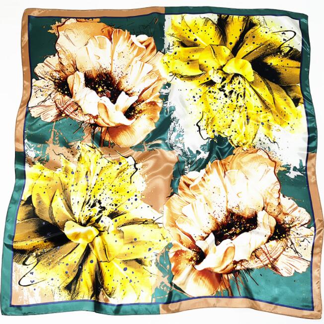 New Designs 90*90cm Square Silk Scarves Women Foulard Head Scarf Ladies Shawl Wrap Bandanna Female Chiffon Hijab Beach Scarf