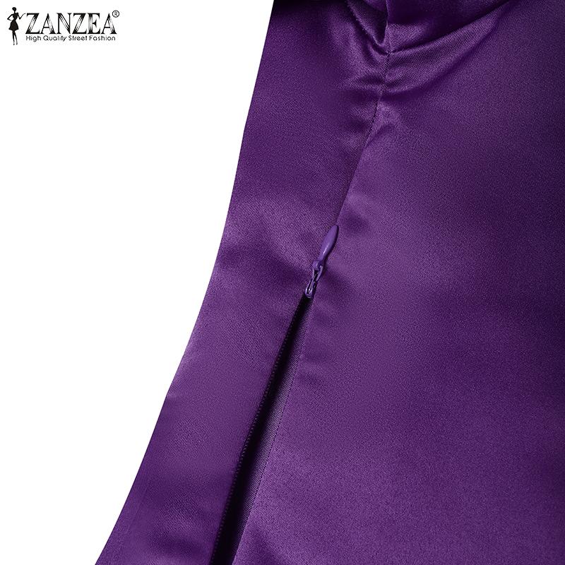 ZANZEA Women Casual Off Shoulder 3/4 Sleeve Satin Blouse