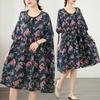 DIMANAF New 2026 Women Plus Size Summer Long Dress Loose Oversize Maxi Lady Floral Cotton Dress Sundress Beach