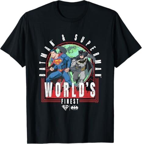 Comics Justice League BatUnisex SuperUnisex Worlds Finest Black TShirt S
