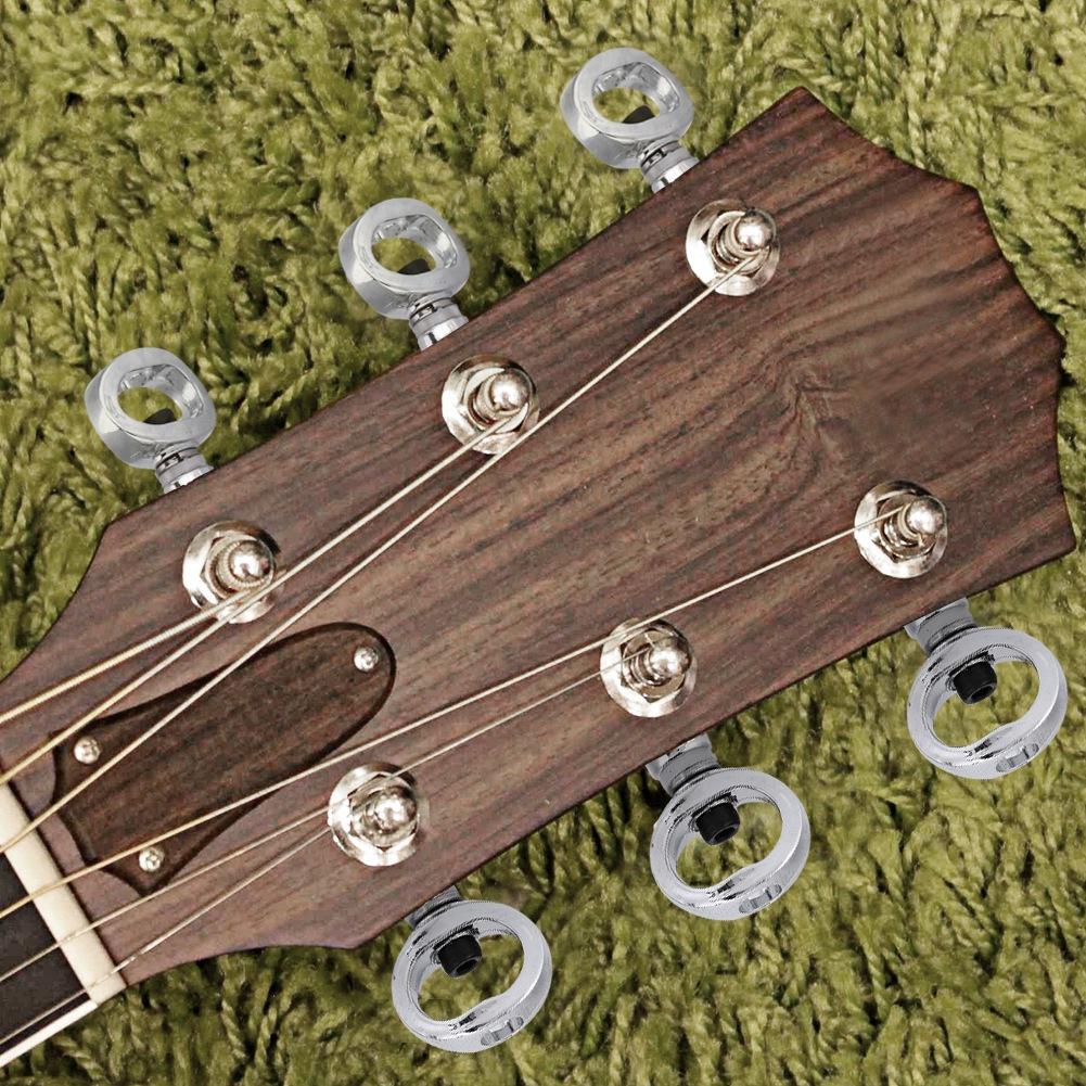 Hollow Handle Tuning Pegs Locking Machine Heads for Acoustic Electric Guitar (Silver 6R)