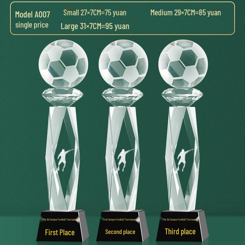 Custom Crystal Football Trophy - 2025 Golden Boot Top Scorer Award (Extra Large)