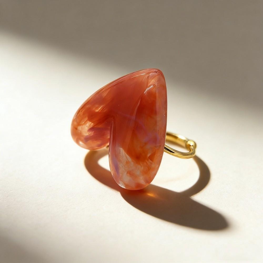 Einfacher offener Mundring Persönlichkeit Verstellbarer Ring Mode Herz Harzring Herren/Damen