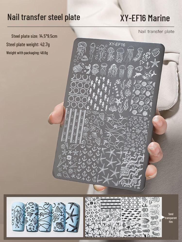Nail Art Stamping Plates - Star, Polka Dot, Lines, Grid Lace Textures