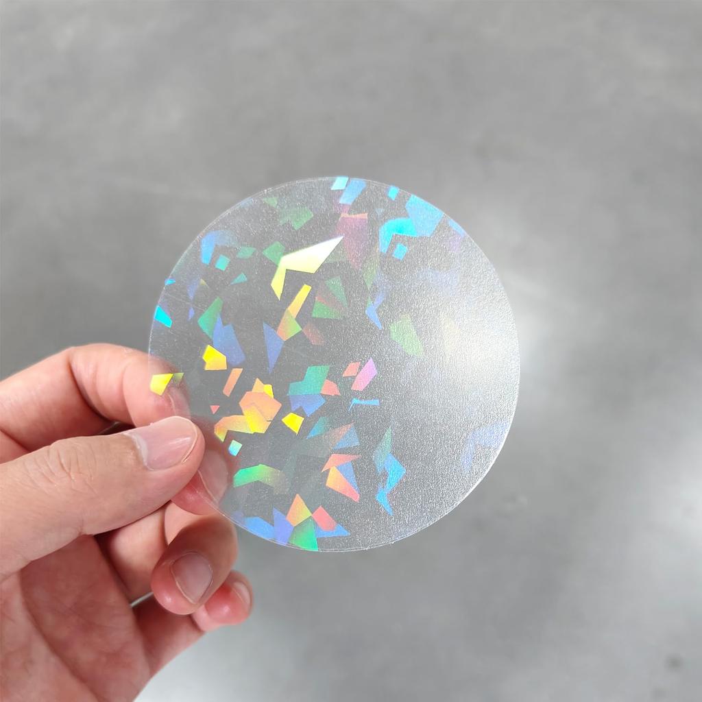 Holographic Window Decals for Bird Strikes - Glass Reminder Anti-Collision Self-Adhesive Stickers - Avoid Birds Hitting Windows, Circle, 25 Pieces