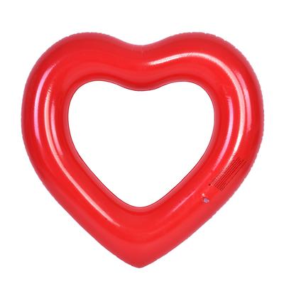 Çocuklar Yetişkinler için Sevimli Kalp Şeklinde Şişirilebilir Yüzme Havuzu Yüzme Şamandırası Yüzük Oyuncak(Kırmızı)