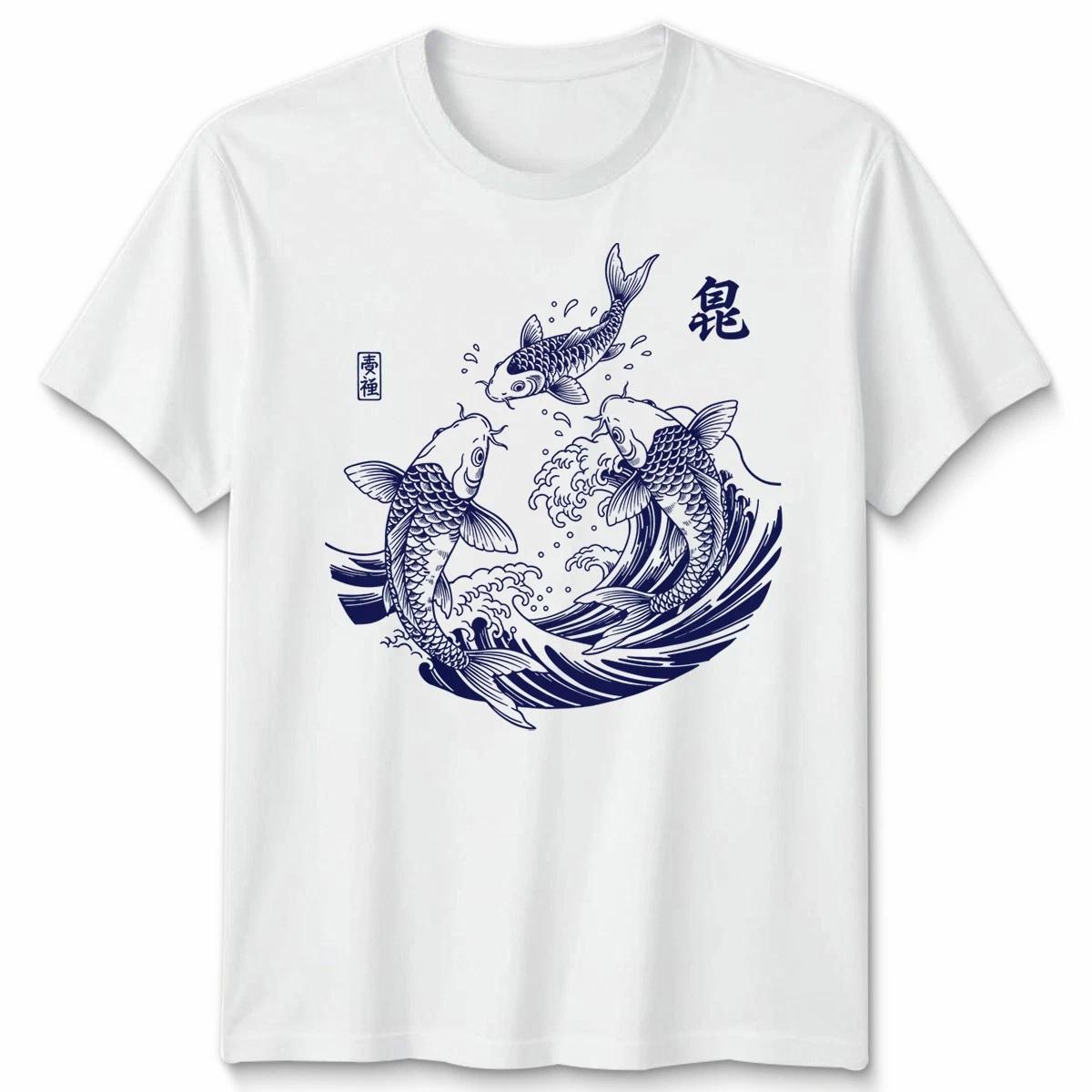 Oni Yume Zen Koi Fish Japanese Art Animals Mens T-Shirt Womens Tee Graphic Tee 2XL